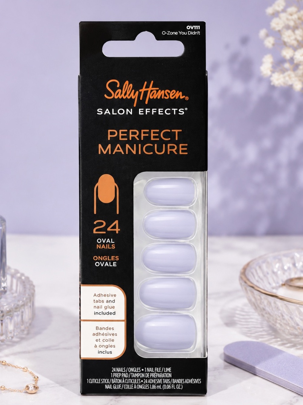 Sally Hansen OV111 O-Zone You Didn’t Periwinkle Oval Press-On Nails 24pc